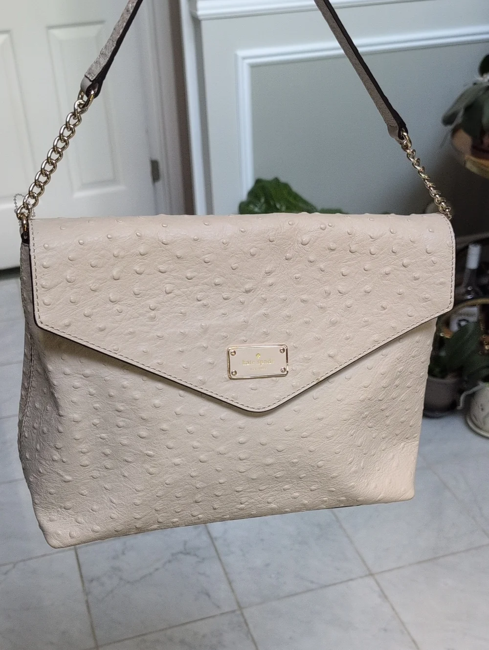 Kate Spade A La Vita Leena Ostrich Embossed Leather Shoulder Bag - Picture 1 of 10